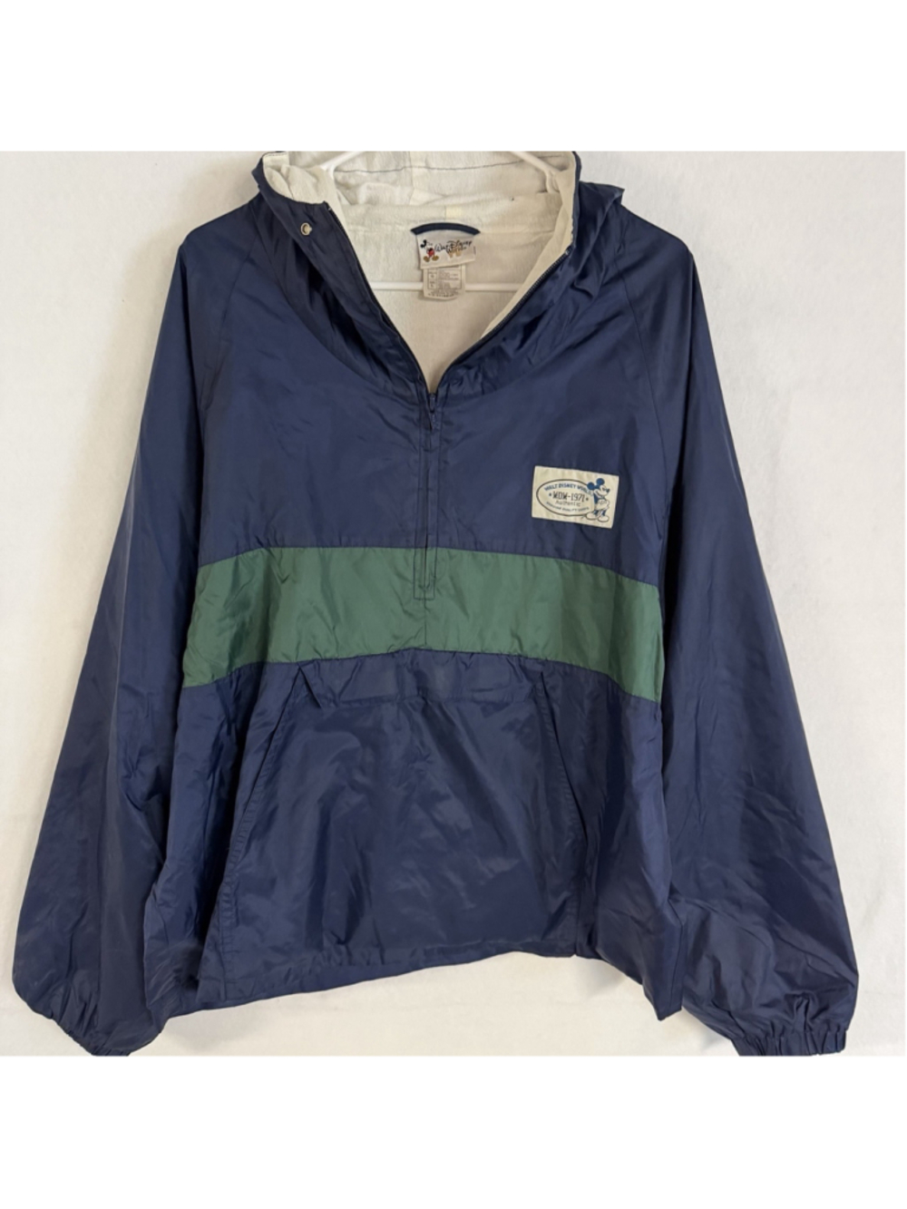 Vintage Walt Disney World Mickey Mouse Windbreaker Jacket Green Navy Size L 90s